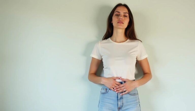 Sécheresse intime- femme mets ses mains sur sa zone intime